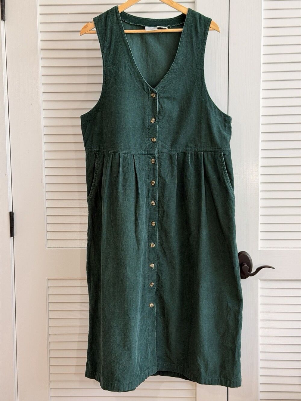 Laura Gayle Woman 16W Green Corduroy Jumper Dress Button Front Cottagecore